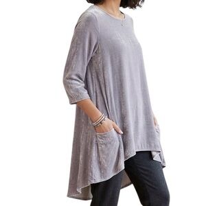 Cut loose Silk Blend Velvet Tunic Top Grey Size Small